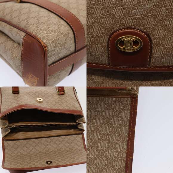 CELINE Macadam Canvas Hand Bag Beige Gold - Picture 11 of 13